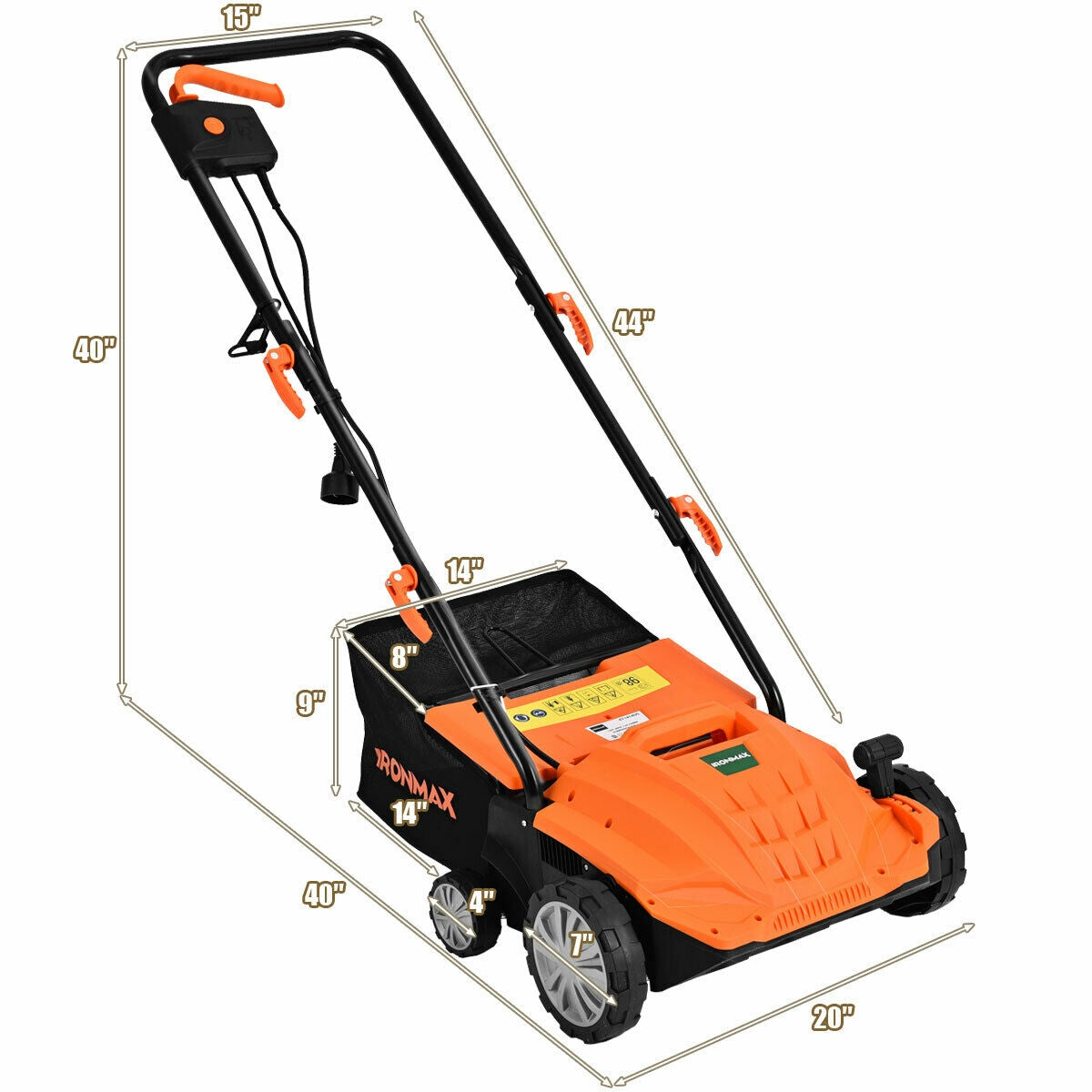 13 Inch 12 Amp Electric Scarifier with Collection Bag and Removable Blades-Green