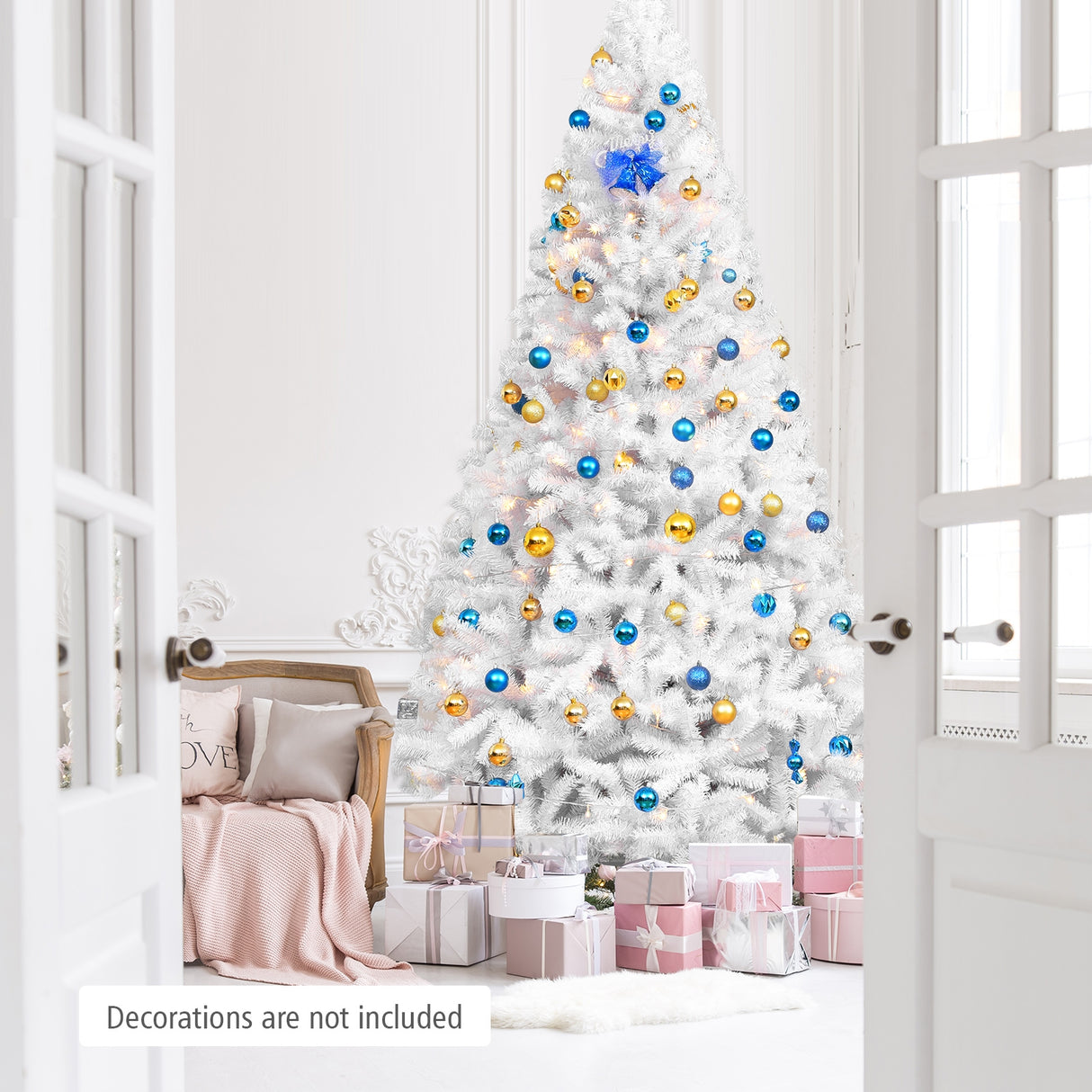 6' / 7.5' / 9' Hinged Artificial Christmas Tree with Metal Stand-7.5 ft