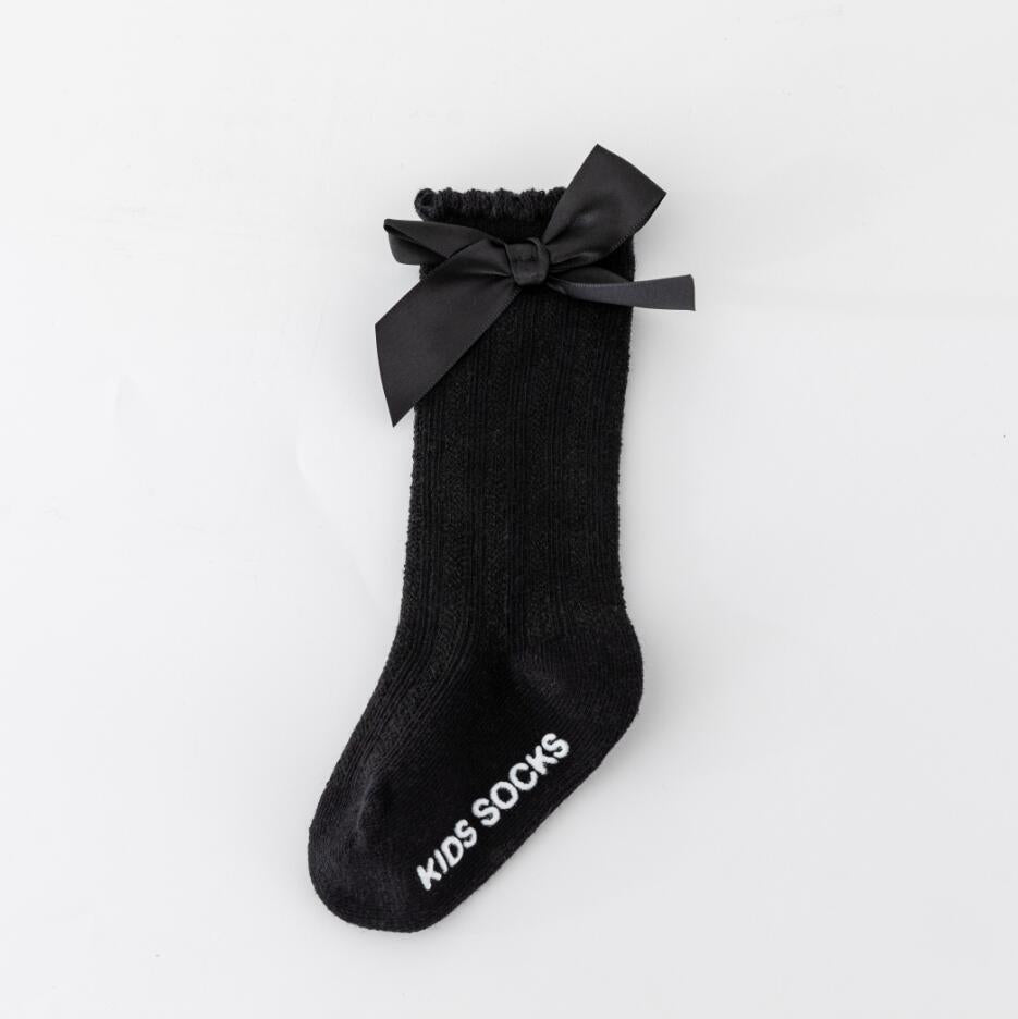 New Kids Stretchable Socks Toddlers Girls Big Bow Knee High Long Soft Cotton Lace Baby Comfortable Colorful Socks