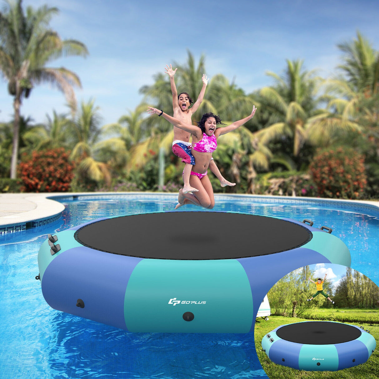 12 Feet Inflatable Splash Padded Water Bouncer Trampoline-Yellow