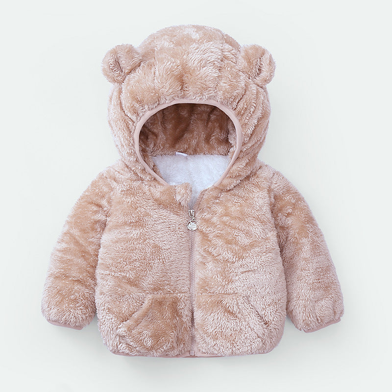 Modern Winter Fleece Children's Sweater Boys and Girls Hoodie Jacket Warm Baby Coat With Bear Ears