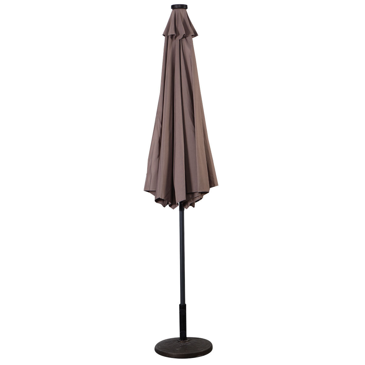10 Feet Patio Solar Umbrella with Crank and LED Lights-Tan by DirectDeals