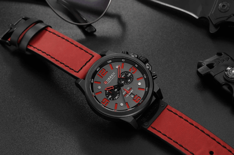 Retro Waterproof Watch With Chronometers Steel Case And Leather Belts Unique Design Excellent Look Perfect Gift For Your Man