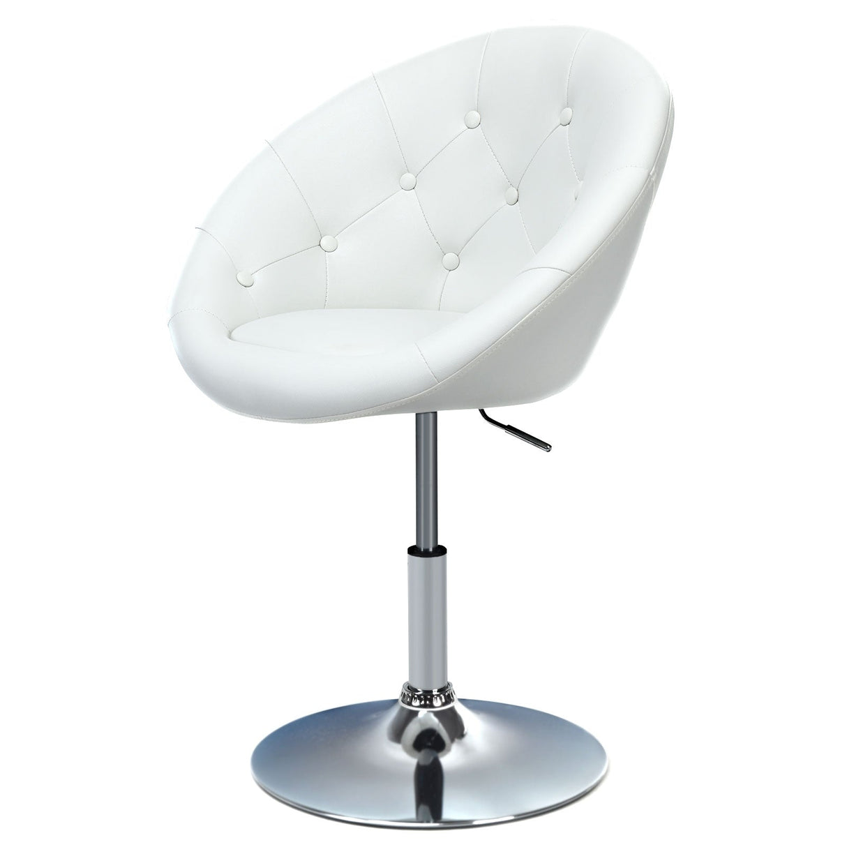1 Piece Adjustable Modern Swivel Round Tufted-White by DirectDeals