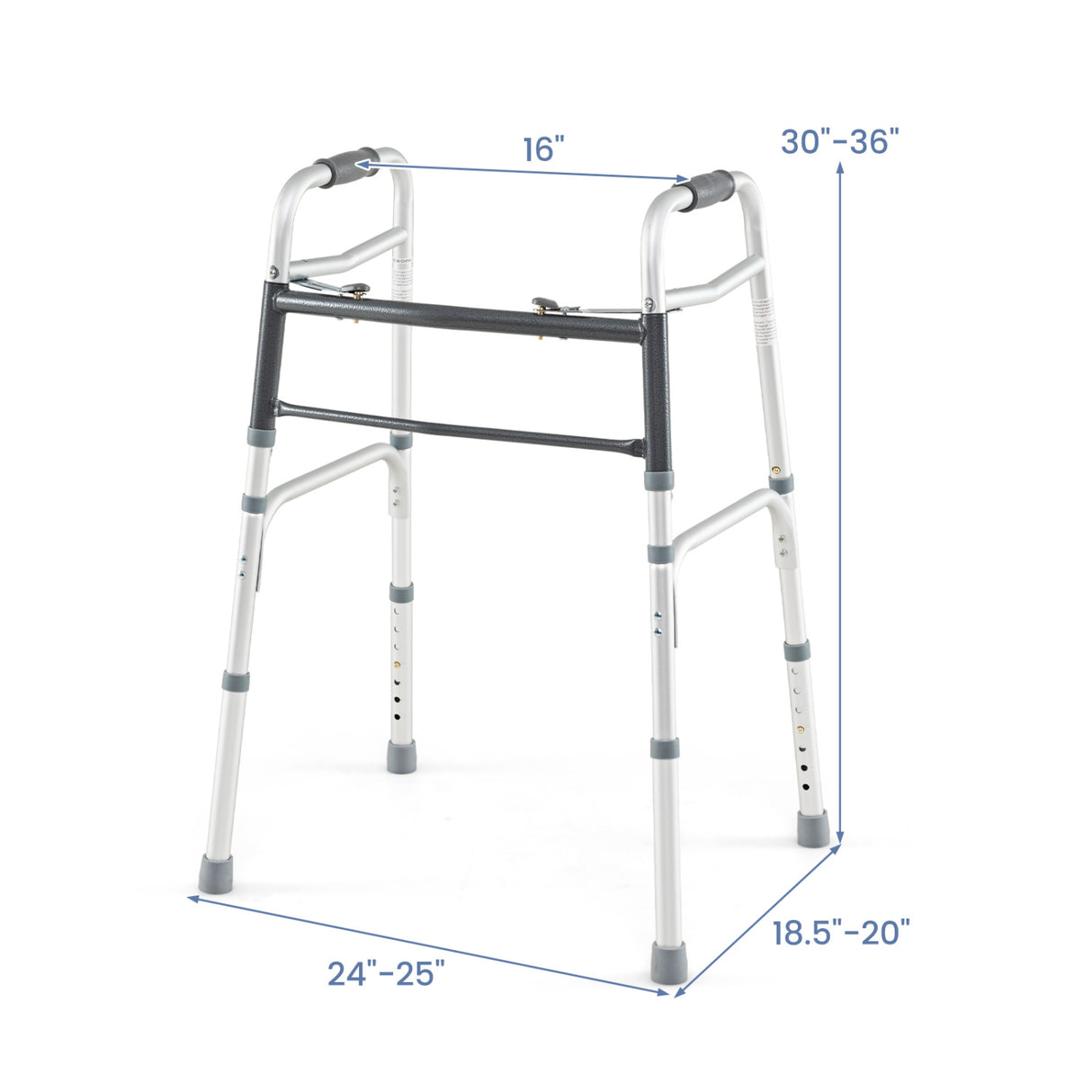 2-Button Folding Walker Lightweight with 7-Level Adjustable Height