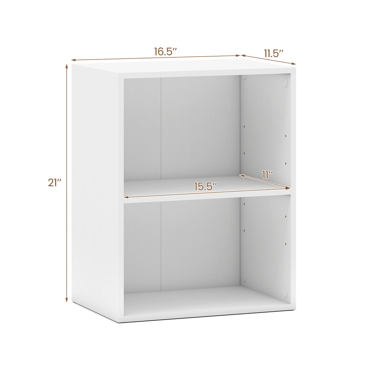 2-Cube Bookcase Floor Standing Open Bookshelf with 5-Position Adjustable Shelf-White