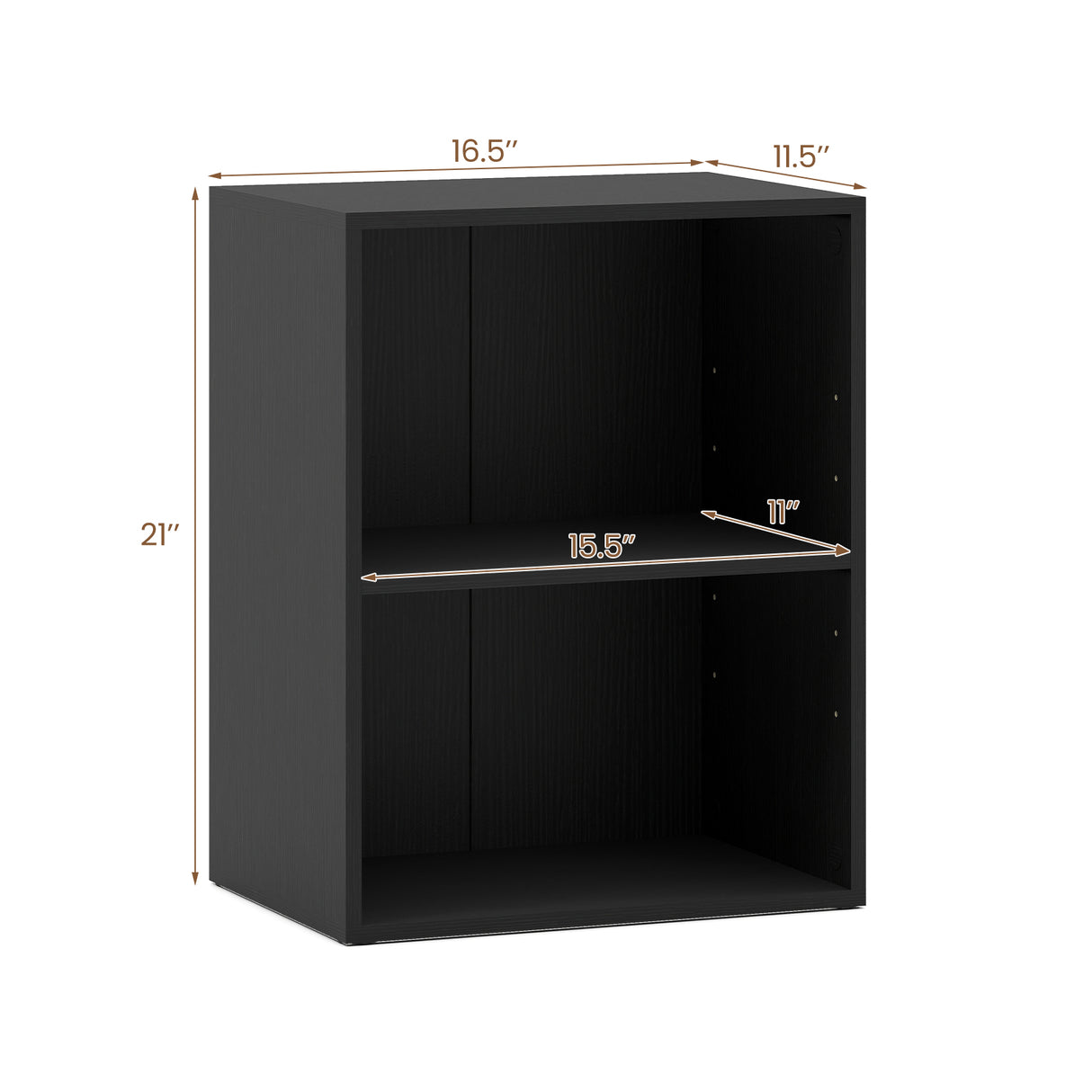 2-Cube Bookcase Set of 2 Floor Standing Open Bookshelf w/ 5-Position Adjustable Shelf-Black