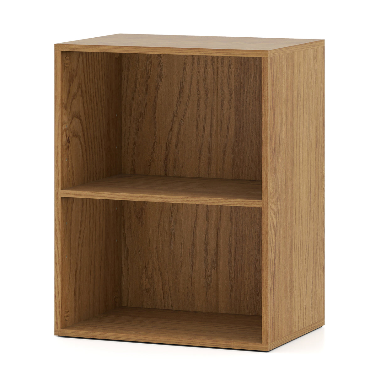 2-Cube Bookcase Set of 2 Floor Standing Open Bookshelf w/ 5-Position Adjustable Shelf-Natural