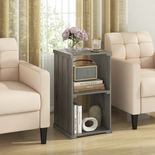 2-Cube Storage Shelf with Open Back and 3-Tier Shelf-Light Gray