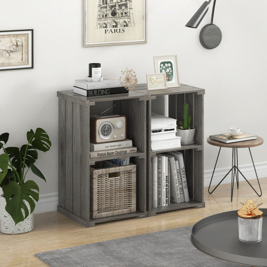 2-Cube Storage Shelf with Open Back and 3-Tier Shelf-Light Gray