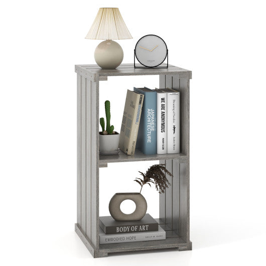 2-Cube Storage Shelf with Open Back and 3-Tier Shelf-Light Gray