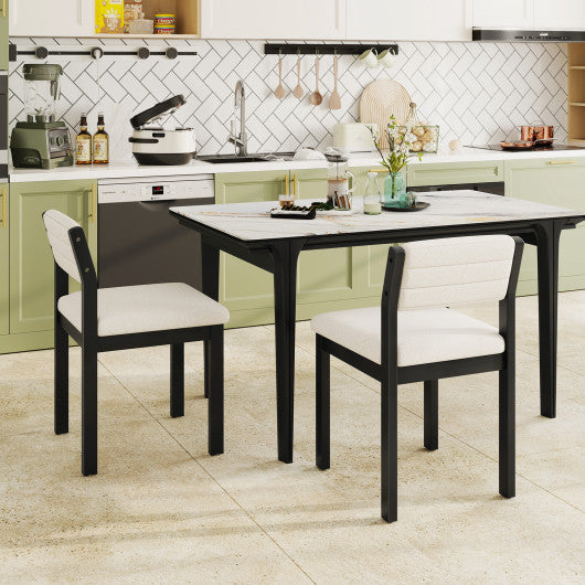 Set of 2 Dining Chairs Sherpa Upholstered Armless Chair with Wood Frame-White