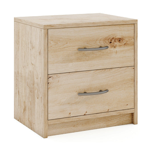 2 Drawer Nightstand with Storage for Living Room-Oak