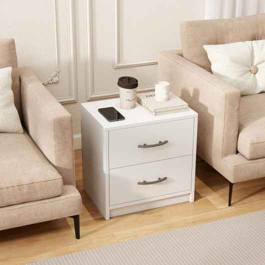 2 Drawer Nightstand with Storage for Living Room-White