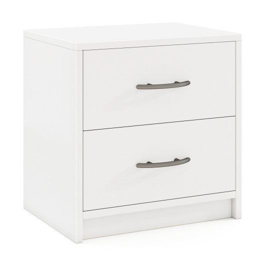 2 Drawer Nightstand with Storage for Living Room-White
