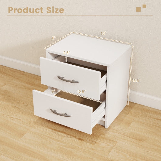 2 Drawer Nightstand with Storage for Living Room-White