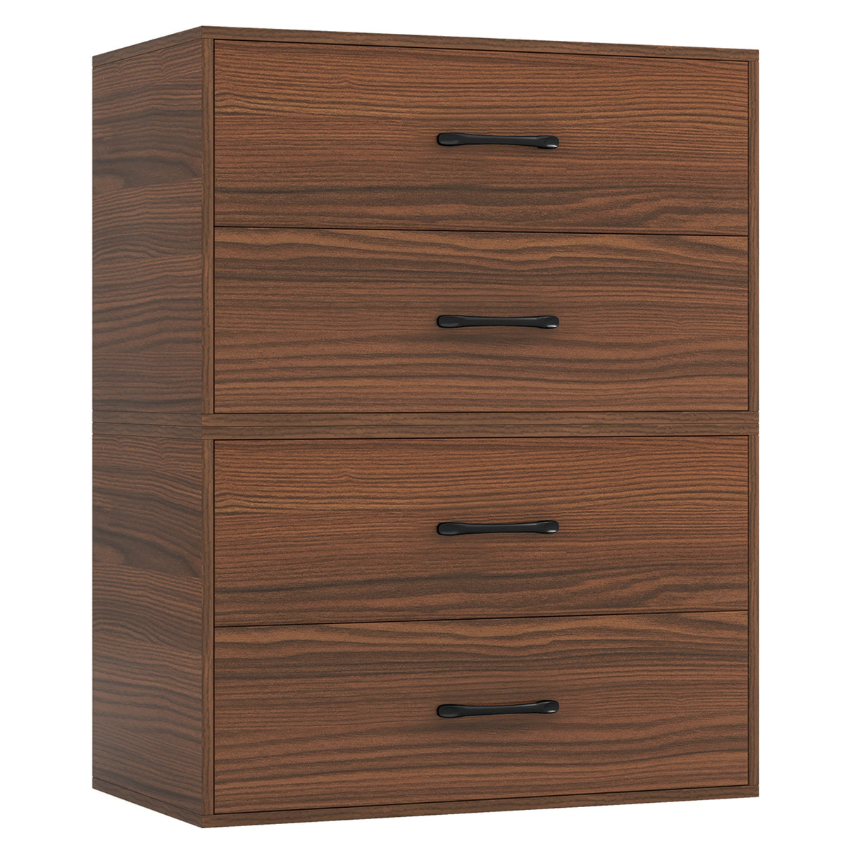 2-Drawer Stackable Horizontal Storage Cabinet Dresser Chest with Handles-Espresso