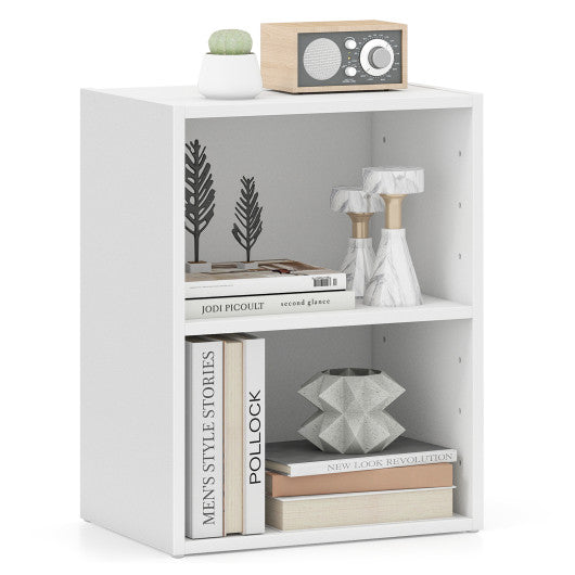 2-Layer Multifunctional Furniture Display Cabinet with Large Capacity Storage Space-White