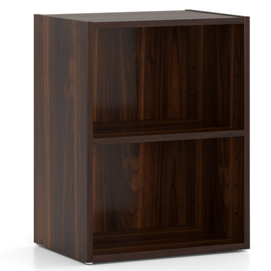 2-Layer Multifunctional Furniture Display Cabinet with Large Capacity Storage Space-Walnut