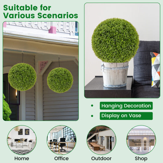 2 PCS 20 Inch Artificial Plant Boxwood Topiary Ball-M