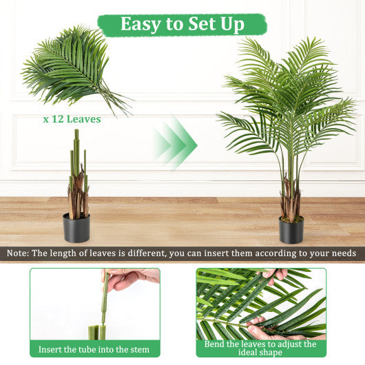 2 Pack 4.2 Feet Tall Artificial Palm Paradise Plant Large Fake Potted Tree-Green