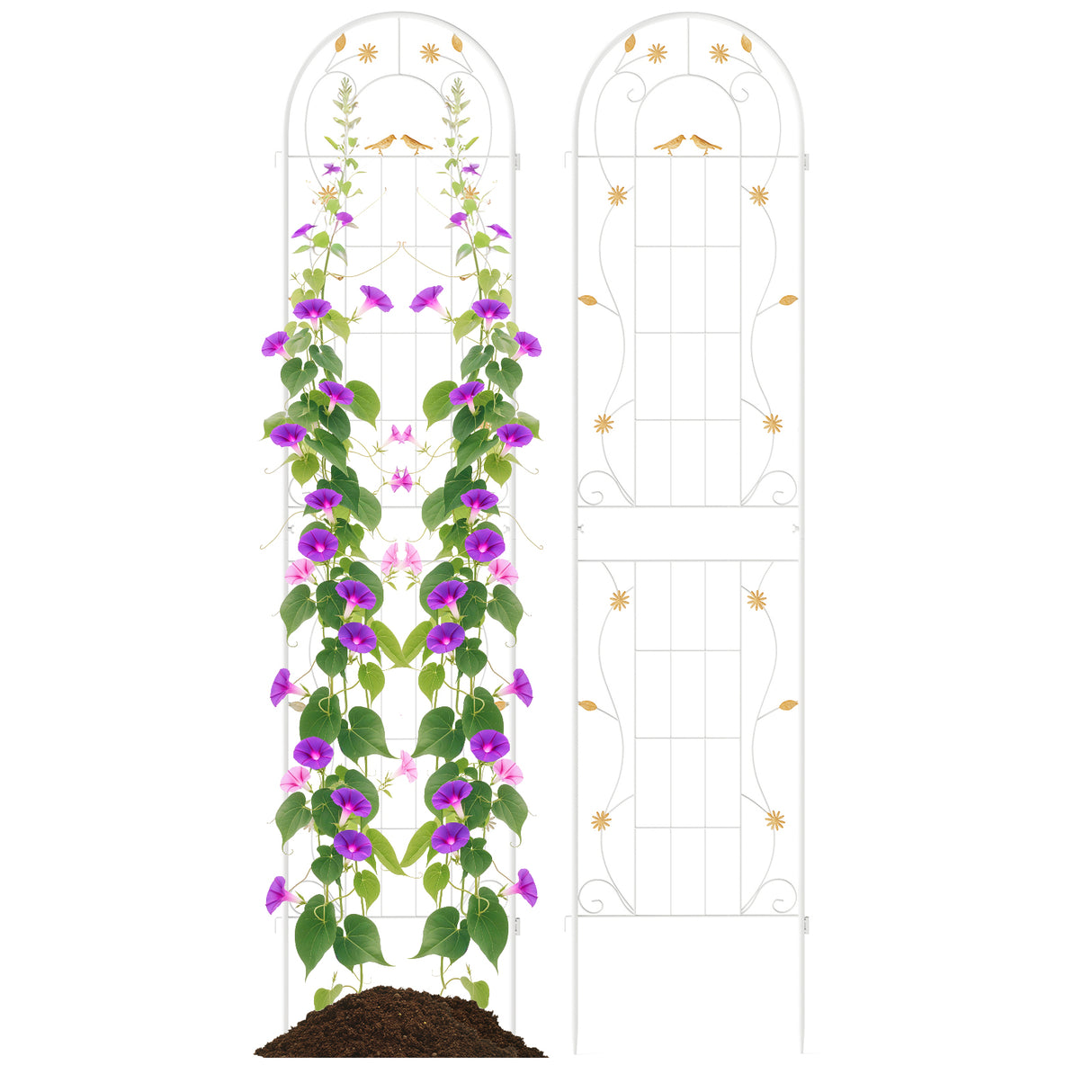 2 Pack 86.5 x 20 Inches Metal Garden Trellis for Climbing Plants-White