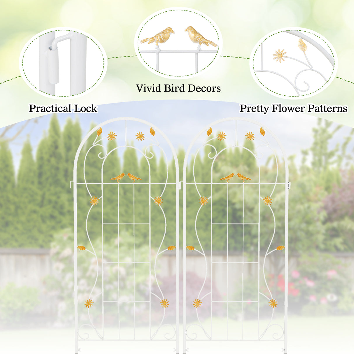2 Pack 86.5 x 20 Inches Metal Garden Trellis for Climbing Plants-White