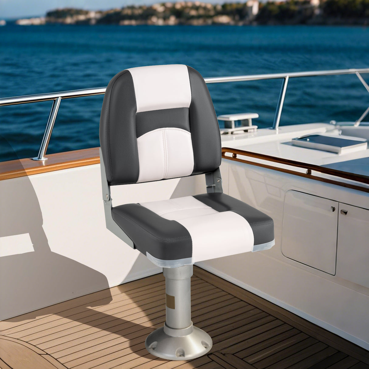 2-Pack Boat Seats with Thick Sponge Padding and Fixing Bolts-Gray