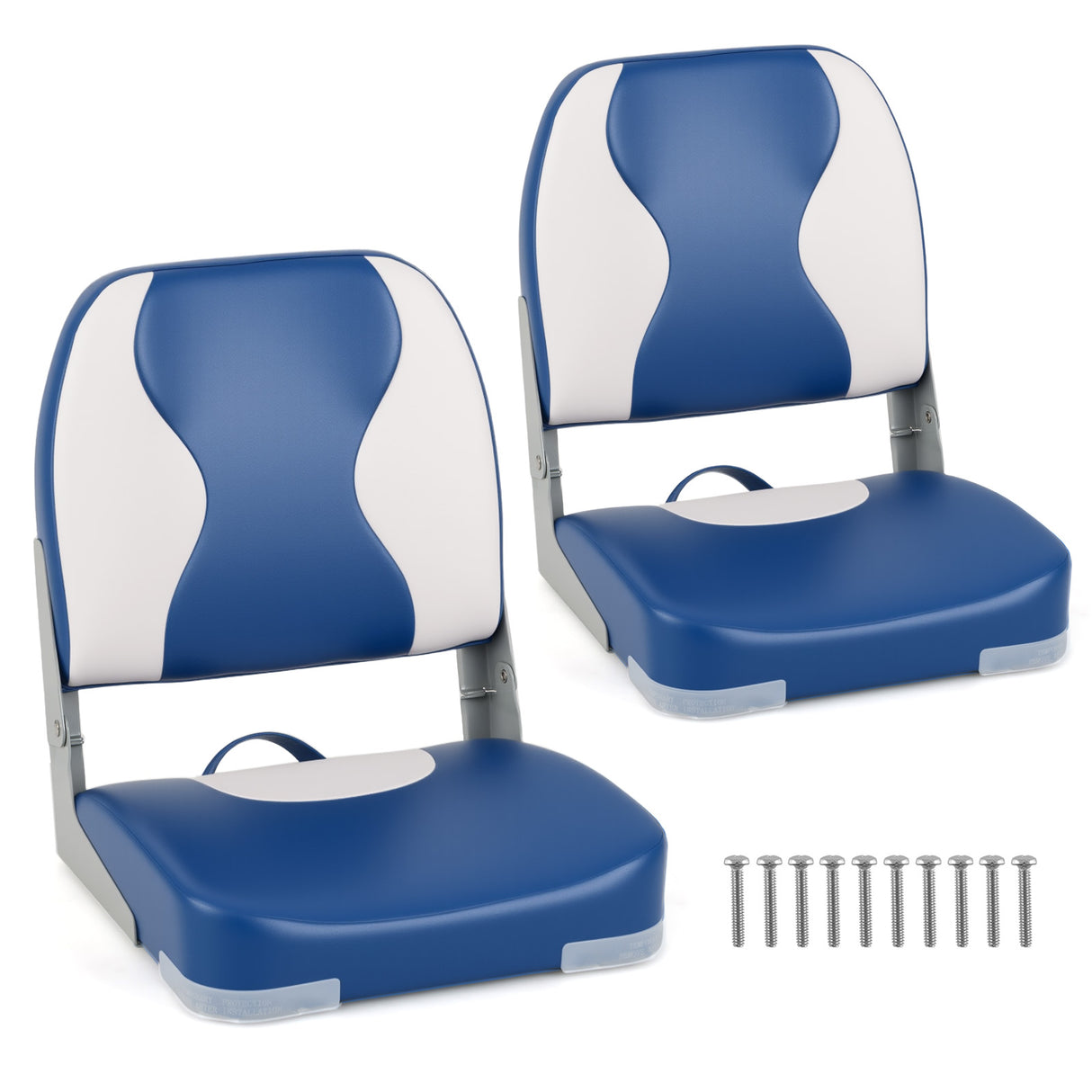 2-Pack Boat Seats with Thick Sponge Padding-Blue