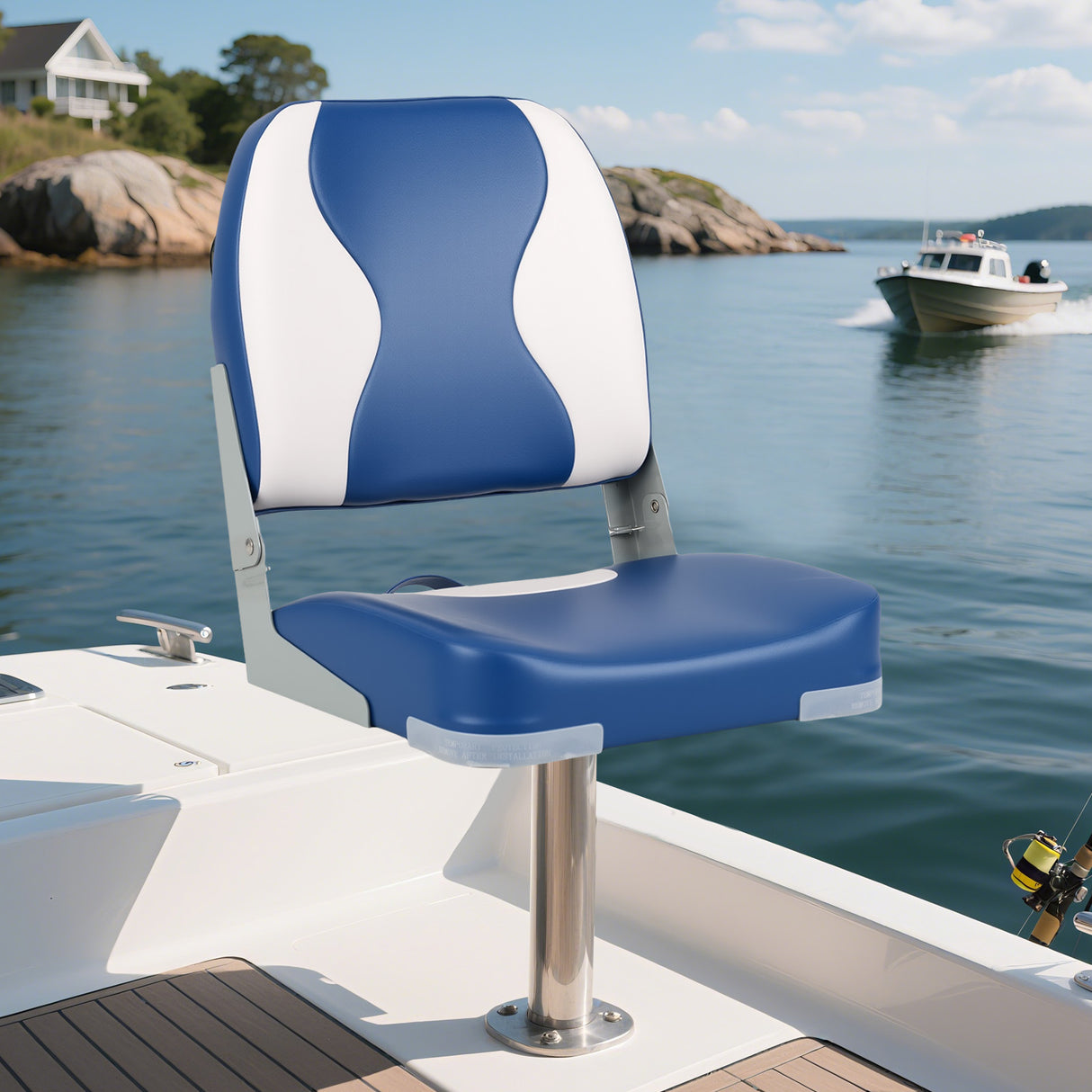 2-Pack Boat Seats with Thick Sponge Padding-Blue