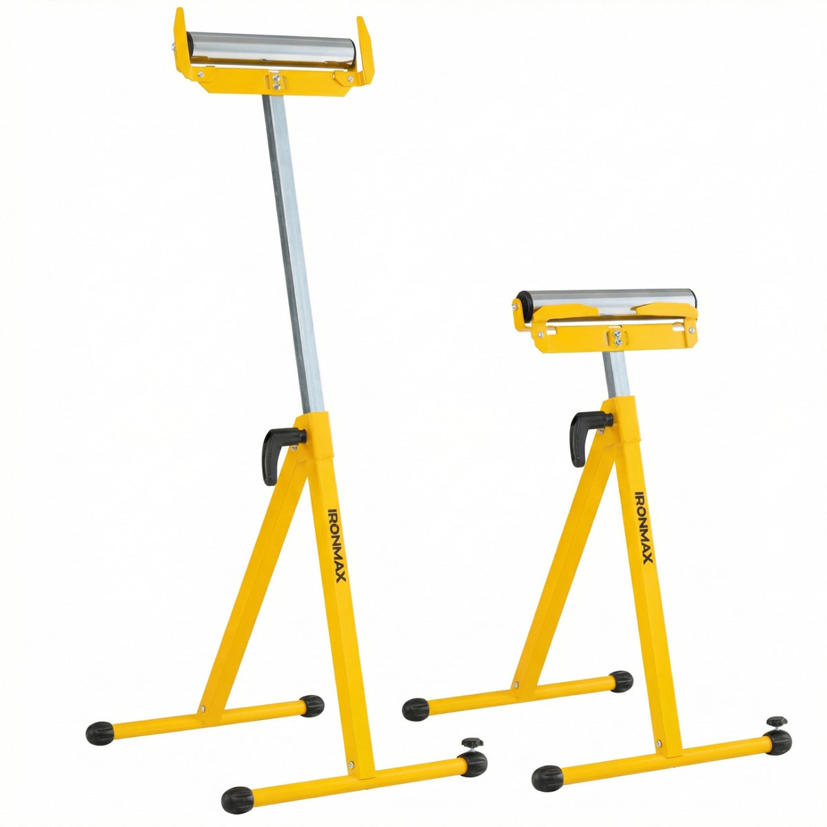 2-Pack Folding Roller Stands Portable Outfeed Supports with Adjustable Height-Yellow