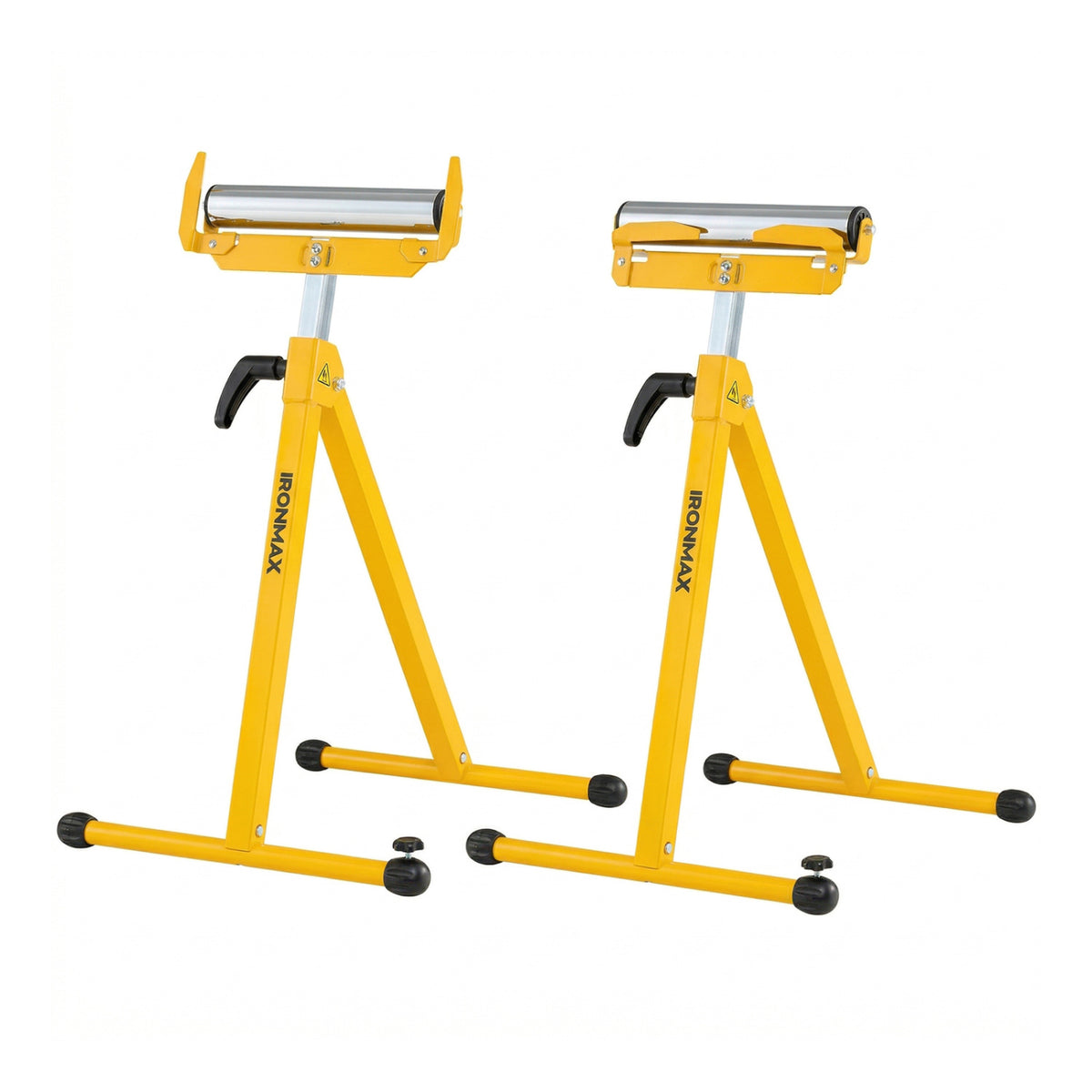 2-Pack Folding Roller Stands Portable Outfeed Supports with Adjustable Height-Yellow