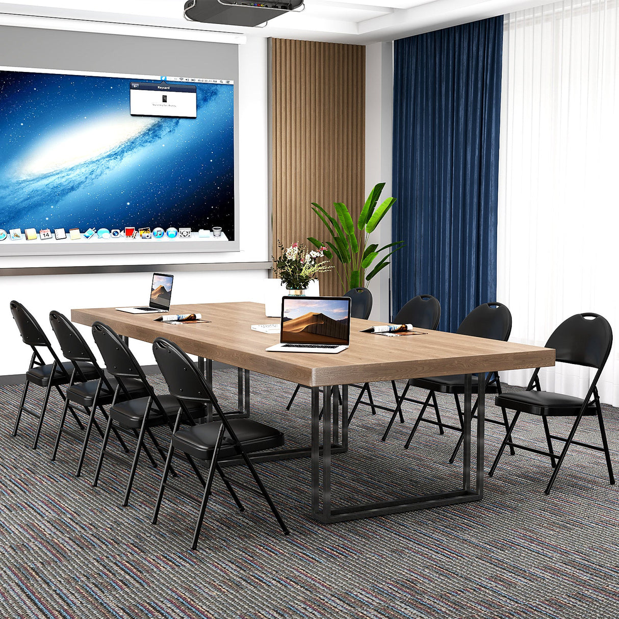 2 Pack Padded Folding Chairs with Metal Frame and Carry Handle-Black by DirectDeals