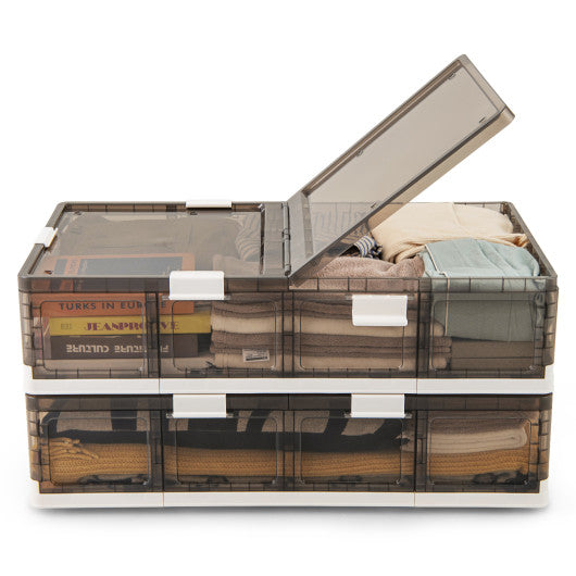 2 Pack Stackable Storage Containers Rolling Plastic Storage Bins