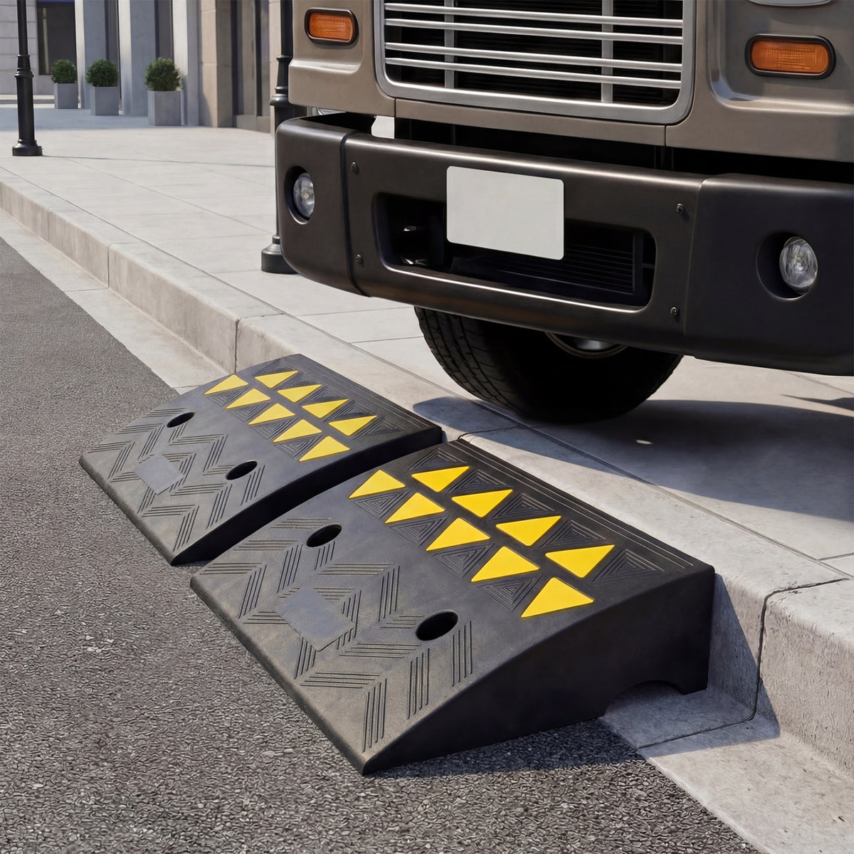 2 Pcs Driveway Threshold Ramps with 5/6 Inch Rise for Medium Trucks-S