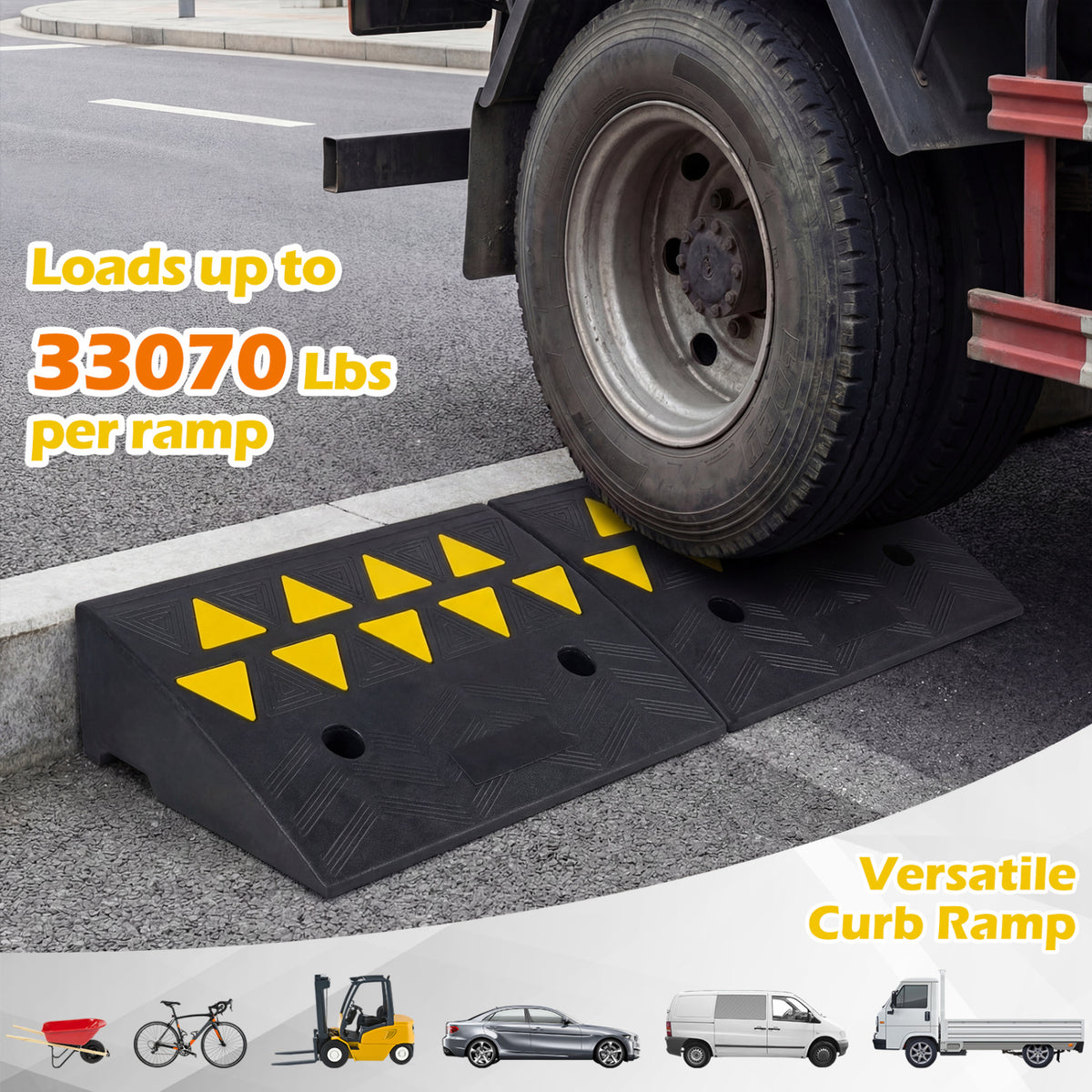 2 Pcs Driveway Threshold Ramps with 5/6 Inch Rise for Medium Trucks-S