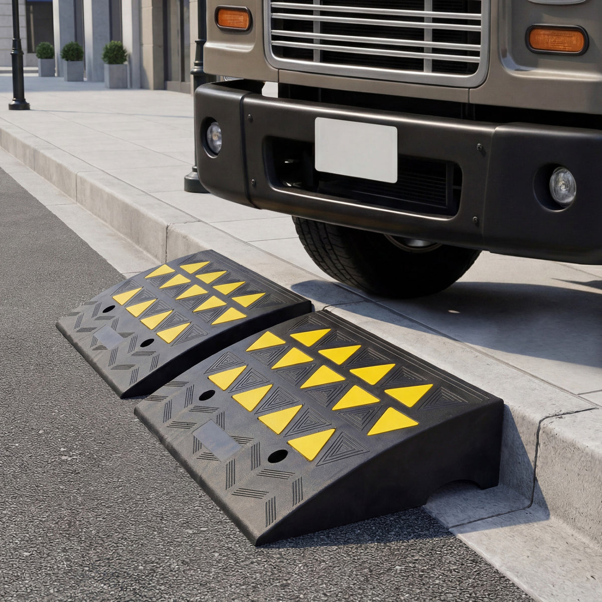 2 Pcs Driveway Threshold Ramps with 5/6 Inch Rise for Medium Trucks-M