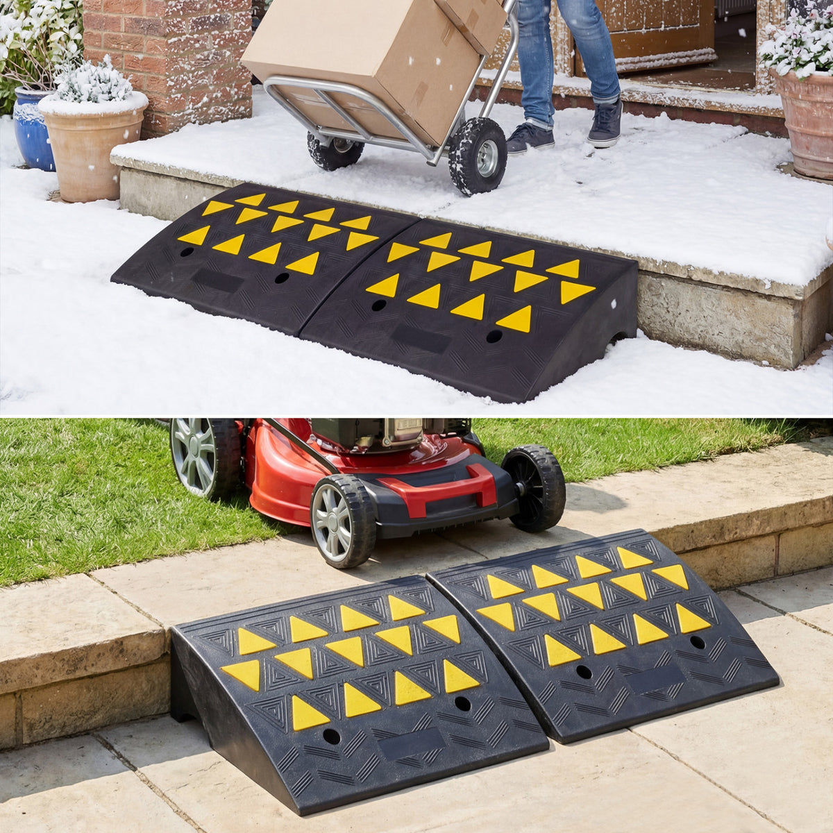 2 Pcs Driveway Threshold Ramps with 5/6 Inch Rise for Medium Trucks-M