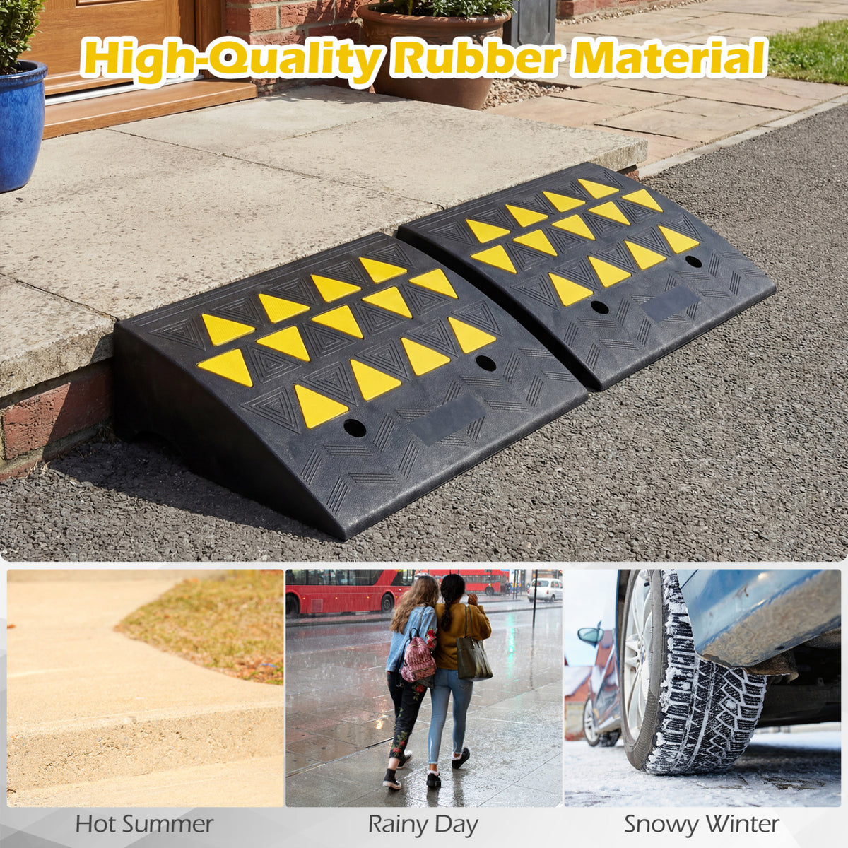 2 Pcs Driveway Threshold Ramps with 5/6 Inch Rise for Medium Trucks-M