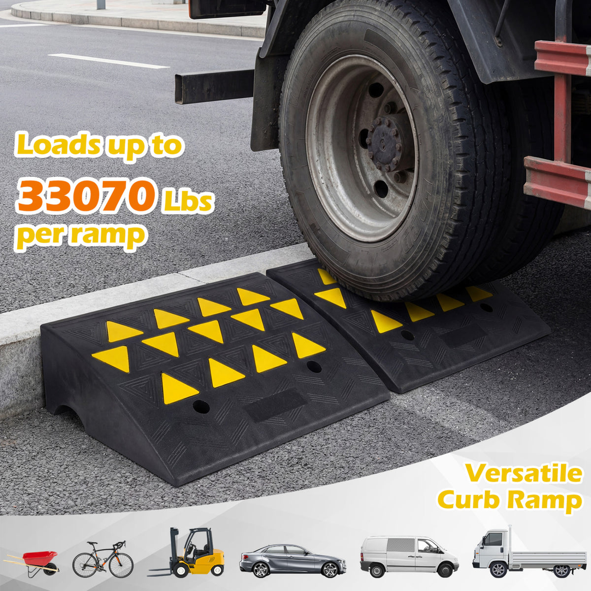 2 Pcs Driveway Threshold Ramps with 5/6 Inch Rise for Medium Trucks-M