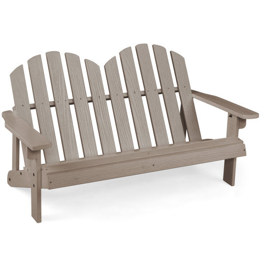 2 Person Fir Wood Adirondack Chair with High Backrest-Gray