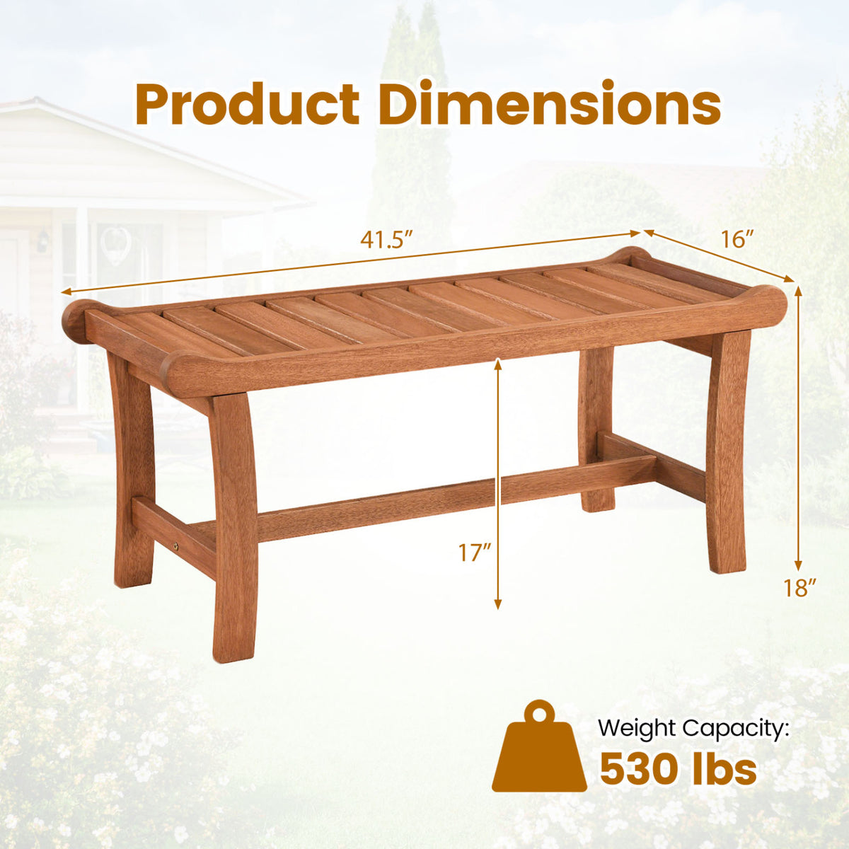 2-Person Outdoor Wood Bench with Slatted Seat and Raised Edges-Set of 2