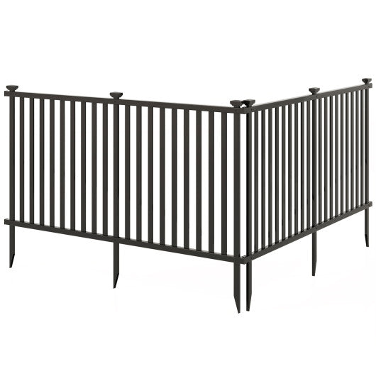2 Piece 80 x 51 Inch Vinyl Picket Fence for Garden-Black