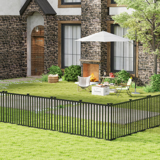 2 Piece 80 x 51 Inch Vinyl Picket Fence for Garden-Black