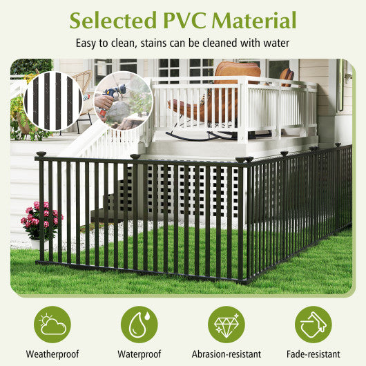 2 Piece 80 x 51 Inch Vinyl Picket Fence for Garden-Black