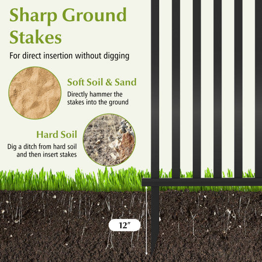 2 Piece 80 x 51 Inch Vinyl Picket Fence for Garden-Black