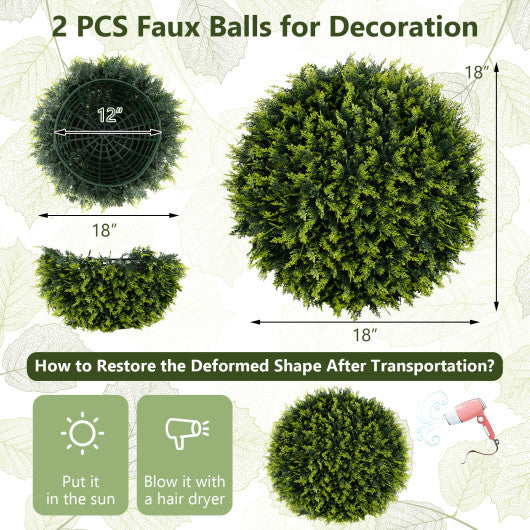2 Pieces 18/22 Inches Indoor Outdoor Faux Decorative Balls for Patio Garden Front Door Balcony and Backyard-S