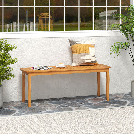 Acacia Wood Outdoor 48" Long Patio Dining Bench-2 Pieces