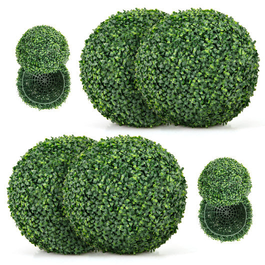 2 Pieces 16/20 Inches Artificial Plant Boxwood Topiary Ball for Patio Garden Front Door Balcony Backyard-S