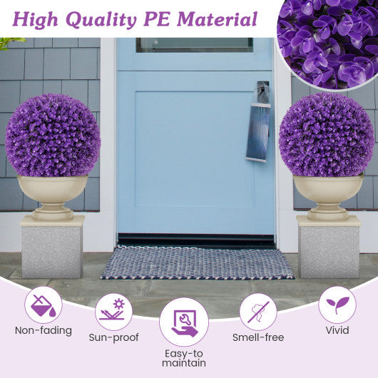 17.5 Inch 2 Pack Faux Eucalyptus Decorative Balls with 7 Layers Leaves-Purple